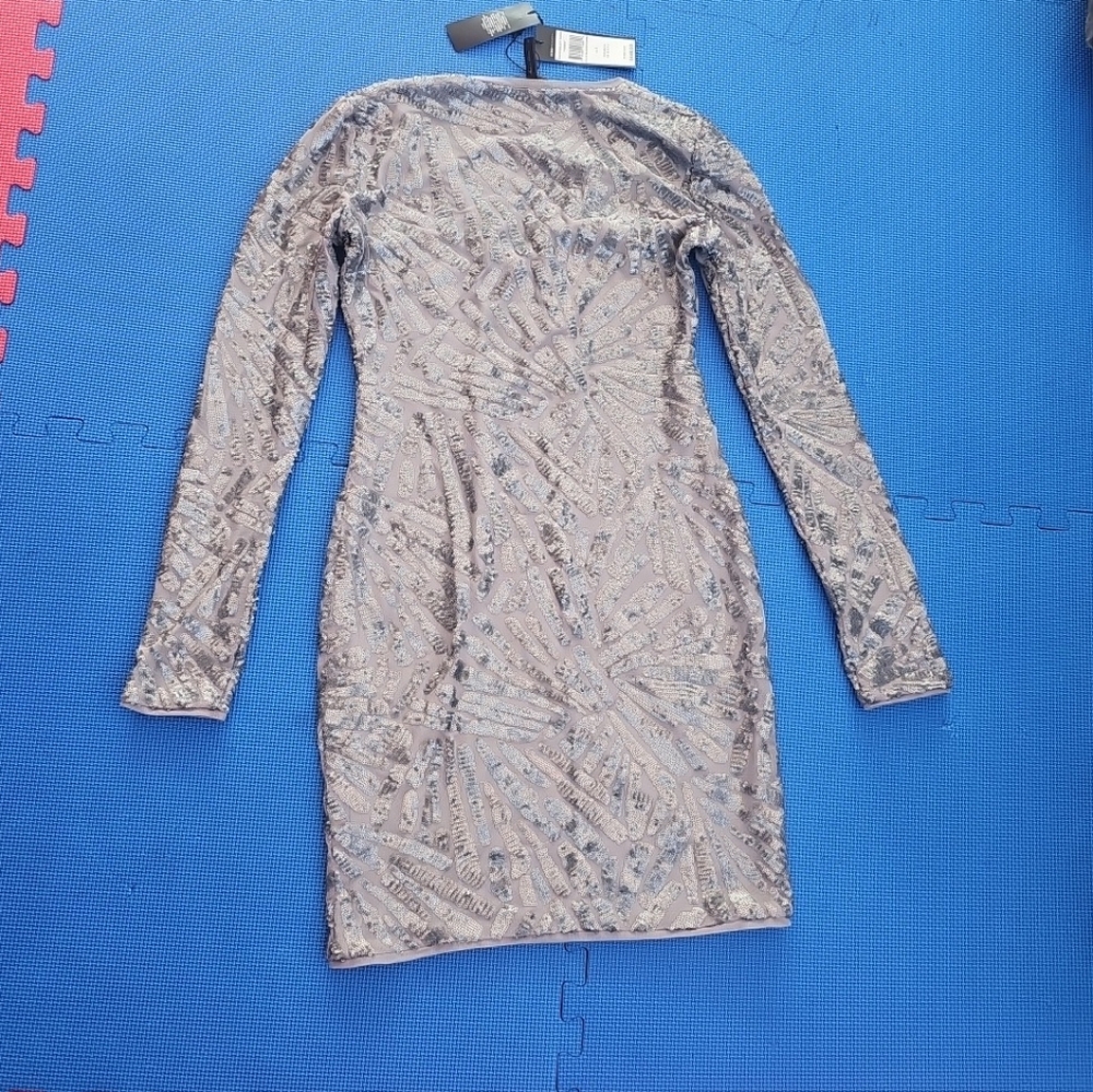 Nwt BCBGMaxazria MORRIS Sequines Long Sleeve Mini Dress Size S - Picture 6 of 7